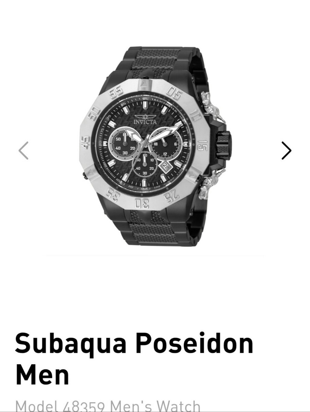 Invicta Subaqua Poseidon Men's Watch - Black & Silver 53.8mm Model#48359